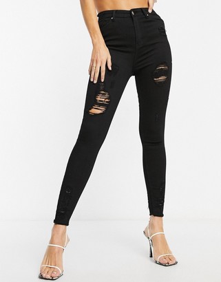 black slightly ripped jeans