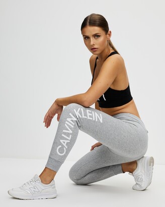 Calvin Klein Performance Performance - Women's Grey Sweatpants Logo Welt Pocket Full Length Joggers - Size L at The Iconic