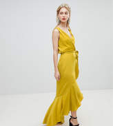 Thumbnail for your product : Flounce London wrap front satin maxi dress