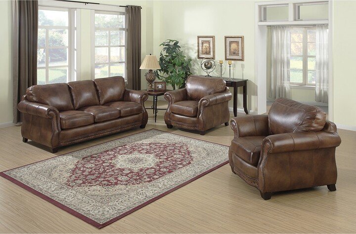 Sterling Cognac Brown Italian Leather Sofa and Two Chairs Set - ShopStyle  Bar & Counter Stools