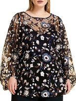 Thumbnail for your product : Marina Rinaldi, Plus Size Fonte Floral-Embroidered Tulle Puff-Sleeve Tunic