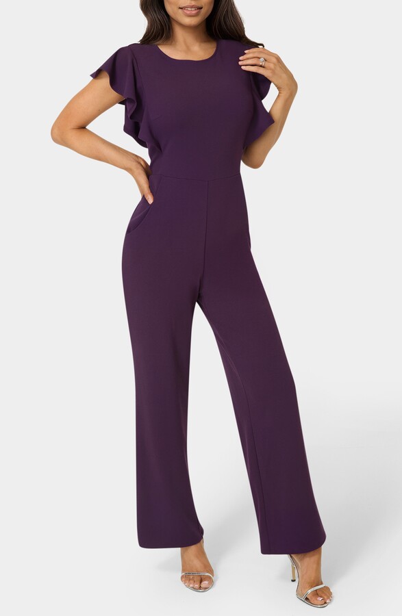 Bebe Ruffle Scuba Jumpsuit
