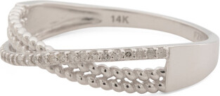 TJMAXX 14Kt White Gold Diamond Crossover Ring, Diamond/Gold