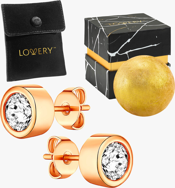Lovery 14K Rose Gold Earring and Bath Bomb Gift Set