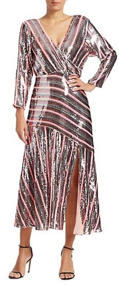 Rixo Tyra Sequin Stripe Dress