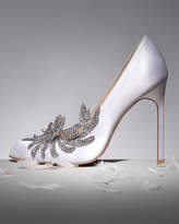 Thumbnail for your product : Manolo Blahnik Swan Embellished Satin Pump, White