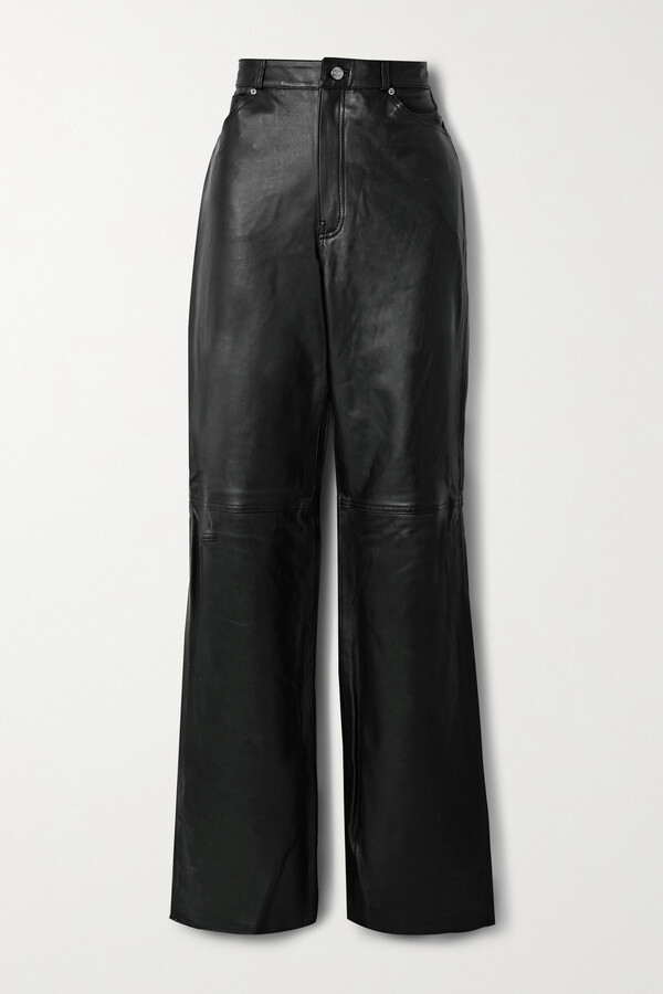 GRLFRND Mila Leather Wide-leg Pants - Black - ShopStyle