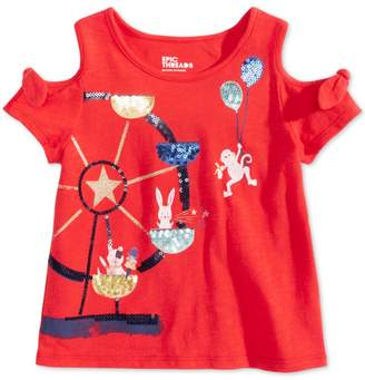 Epic Threads Little Girls Sequin Cold Shoulder T-Shirt, Created for Macy's