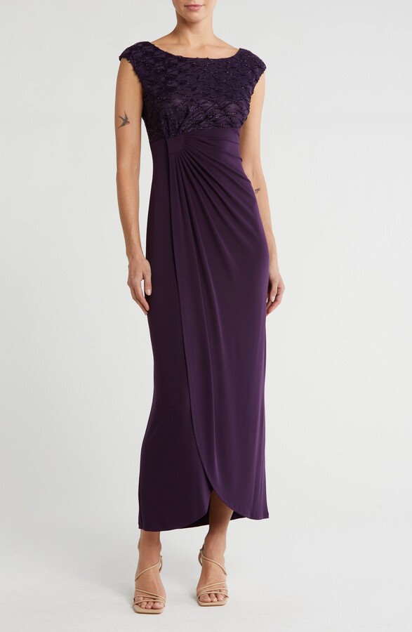 Connected Apparel Novelty Bodice Mock Wrap Dress