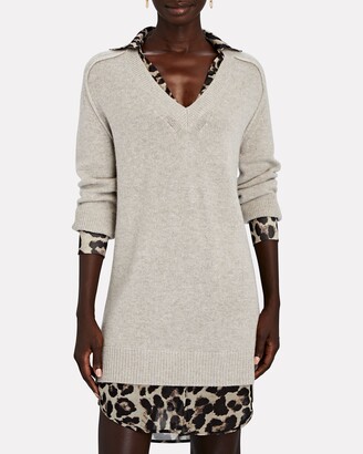 Brochu Walker Leopard Layered Looker Sweater Dress