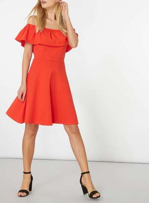 Red Ruffle Bardot Dress
