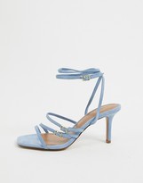 Thumbnail for your product : Who What Wear Everly buckle straps heeled sandals in blue leather