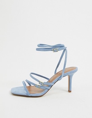 Who What Wear Everly buckle straps heeled sandals in blue leather