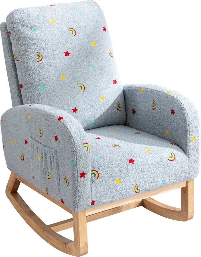 RASOO Modern Rocking Chair for Nursery Chair, Upholstered High Back