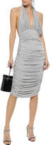 Thumbnail for your product : Norma Kamali Ruched Melange Stretch-jersey Halterneck Dress