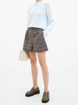 Thumbnail for your product : Tibi Gabe Checked Single-pleated Tailored Shorts - Grey Multi
