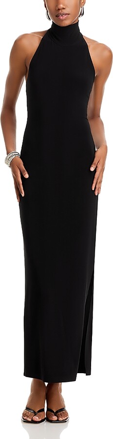 Norma Kamali Side Slit Halter Gown