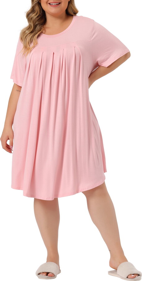Unique Bargains Women’s Plus Size Nightgown Sleepwear Sleep Dress Nightwear Loungewear