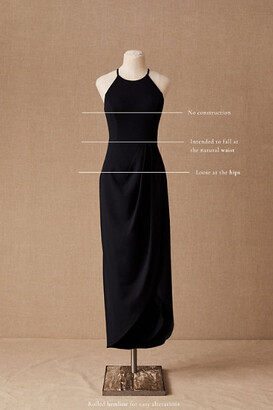 New Anthropologie BHLDN Marceau High-Low Crepe Dress Black (size 6)