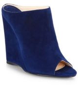 Thumbnail for your product : Prada Suede Open-Toe Wedge Slides