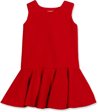 Helena Sleeveless Stretch Pique Fit-and-Flare Dress, Red, Size 7-14