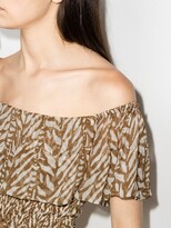 Thumbnail for your product : CLOE CASSANDRO Teddy tiger-print off-shoulder top