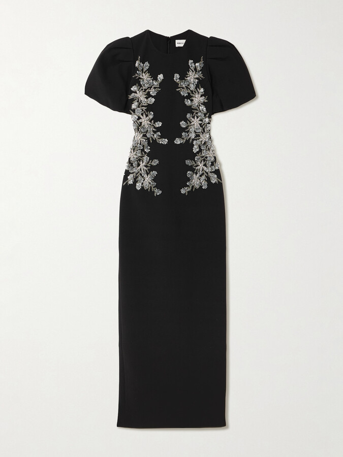 Rebecca Vallance Zephyr Embellished Crepe Gown - Black