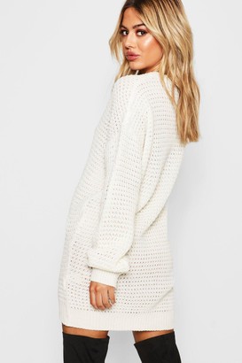 boohoo Petite Waffle Knit Oversized Sweater Dress