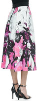 Thumbnail for your product : Milly Winter Orchid-Print Tea-Length Skirt