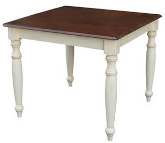 International Concepts Solid Wood Top Dining Table with Turned Legs - Alabaster/Espresso