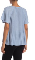 Thumbnail for your product : Pleione Pleated Polka Dot Flutter Sleeve Blouse