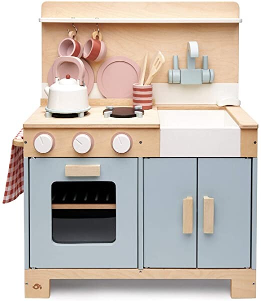 Tender Leaf Toys Mini Chef Home Kitchen – Wooden Kitchenette Fully Equipped with Accessories for Pretend Cooking – Develops Social, Creative & Imaginative Skills – Learning Role Play – Ages 3+ Years