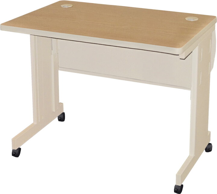 Pronto Adult Rectangle Portable Computer Desks with Lockable, Adjustable Height, Beige/Brown