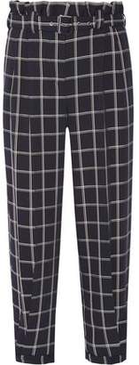 Elizabeth and James Fritz Cropped Checked Crepe Tapered Pants