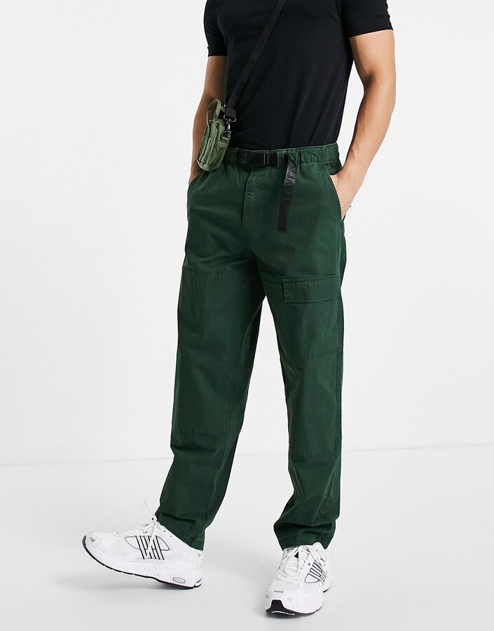 Levi's logo tab belt field ripstop cargo trousers in mountain view green -  ShopStyle