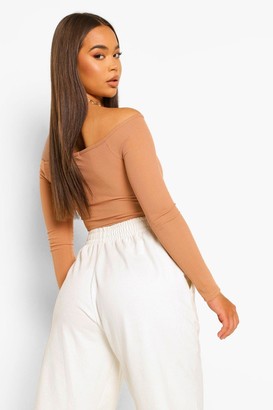 boohoo Off The Shoulder Long Sleeve Cut Out Bodysuit