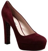 Thumbnail for your product : Miu Miu Wine Suede Glitter Sole Platform Heels
