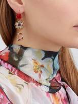 Thumbnail for your product : Dolce & Gabbana Crystal Embellished Floral Earrings - Womens - Red