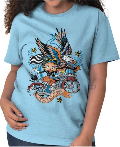 Betty Boop BettyBoopBikerAmericanEagleWomensGraphicTShirtTeesBriscoBrandsWhiteM
