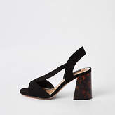 Thumbnail for your product : River Island Black wide fit cross strap block heel sandal