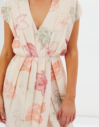 Gracious Drape Front Printed Dress