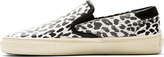Thumbnail for your product : Saint Laurent Black & White Babycat Slip-On Shoes