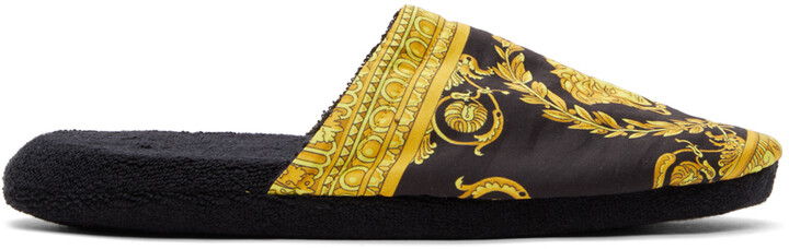 Opsætning ret Tyr Versace Black & Gold Baroque Slippers - ShopStyle