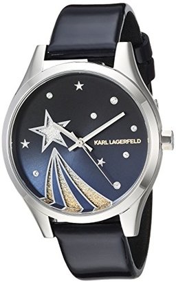Karl Lagerfeld Paris Women's 'Janelle' Quartz Stainless Steel and Leather Casual Watch, Color:Blue (Model: KL1636)