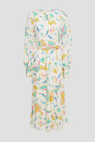Thumbnail for your product : Andrew Gn Lace-trimmed printed silk-blend crepe de chine midi dress