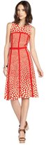 Thumbnail for your product : Taylor poppy and ivory stretch circle pattern sleeveless dress