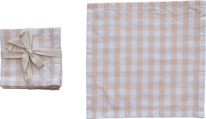 Storied Home Cotton Gingham Napkins, Set of 4