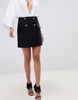 Thumbnail for your product : ASOS Design DESIGN double breasted tux mini skirt with satin pockets