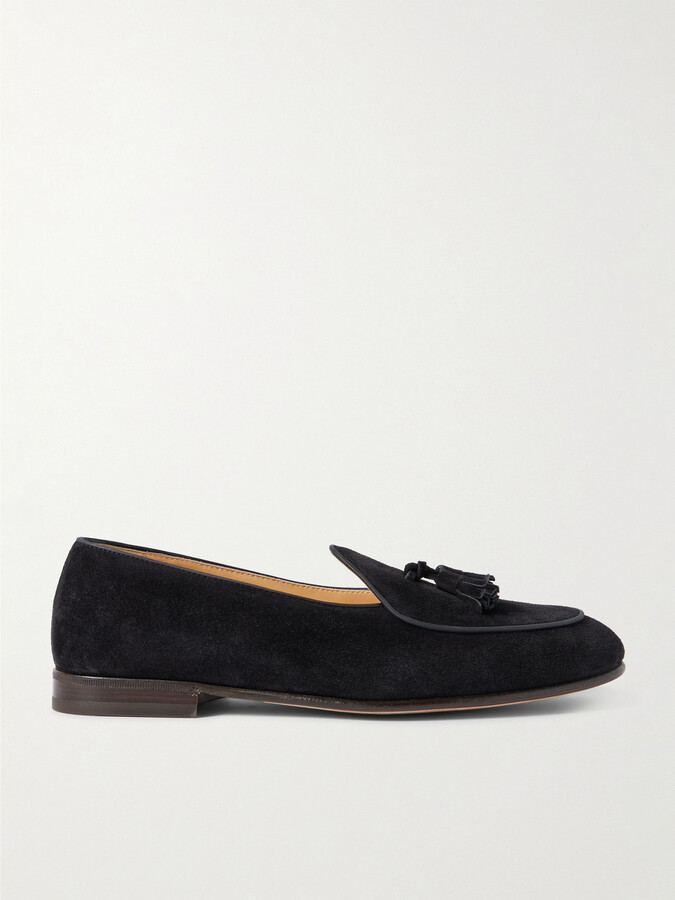 Brunello Cucinelli Tasselled Leather-Trimmed Suede Loafers