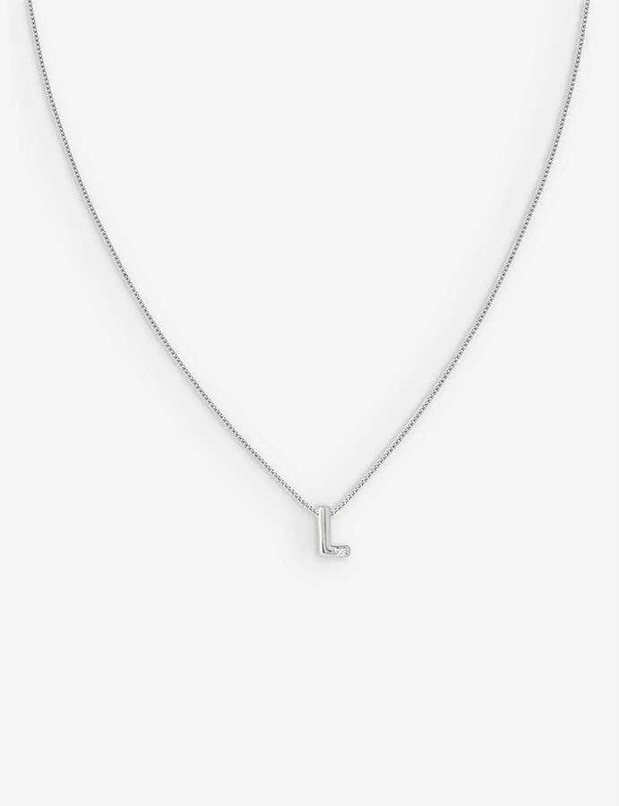 ASTRID & MIYU Initial L rhodium-plated recycled sterling-silver and ...